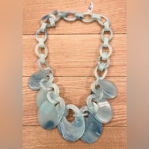 Acrylic Chunky Link Necklace (Light Blue/Aqua)